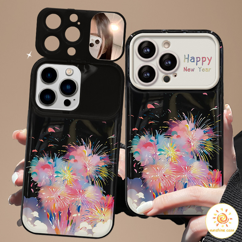 เคสโทรศัพท์พลิกกระจกเครื่องสำอางลายดอกไม้ไฟที่ยอดเยี่ยม ไอโฟน11 For iPhone12 13 14 15Pro MAX X XS XR 7 8Plus เคสโทรศัพท์