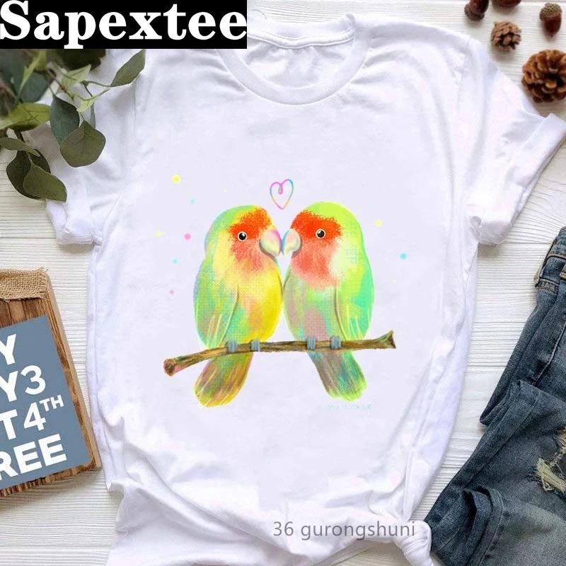 เสื้อยืดแขนสั้น พิมพ์ลายกราฟฟิคนกแก้ว I Just Really Like Cockatiels Ok สีขาว สําหรับผู้หญิง - รูปที่ 3