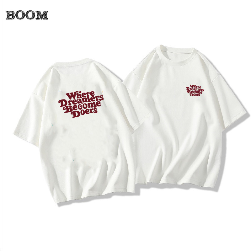 （จัดส่งตลอด 24 ชั่วโมง）BOOM SHOP เสื้อยืดผู้หญิง oversize ผ้าคอตตอน100 พิมพ์ลาย เรโทร เสื้อเเฟชั่น