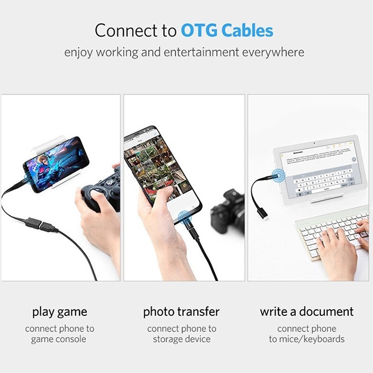 ตัวแปลงชาร ์ จอะแดปเตอร ์ Micro USB Female เป ็ น USB-C / Type-C OTG
