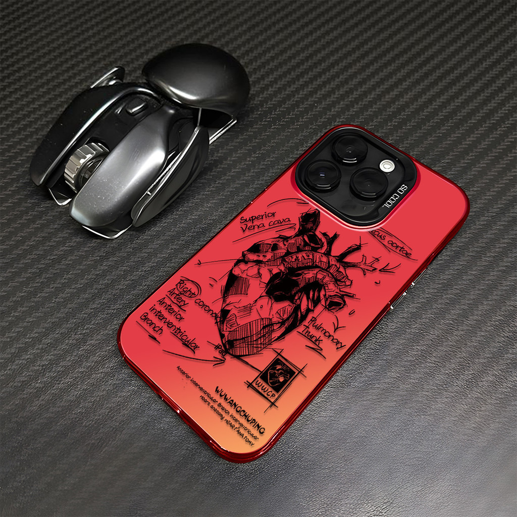 สำหรับ iPhone11 13 Cool CASE FOR เคสไอโฟน15 14 12 Pro Max 15 14 7 8 Plus X XR XS MAX โมเดลหัวใจ สไตล์ ขั้นสูง สี เงินเคส