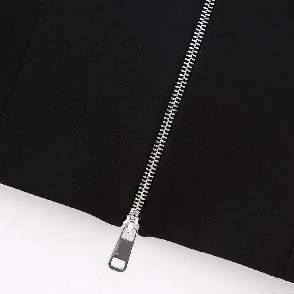 เสื้อแฟชั่นสไตล์ยุโรป สีดำ สีขาว พร้อมซิปหน้า - รูปที่ 4