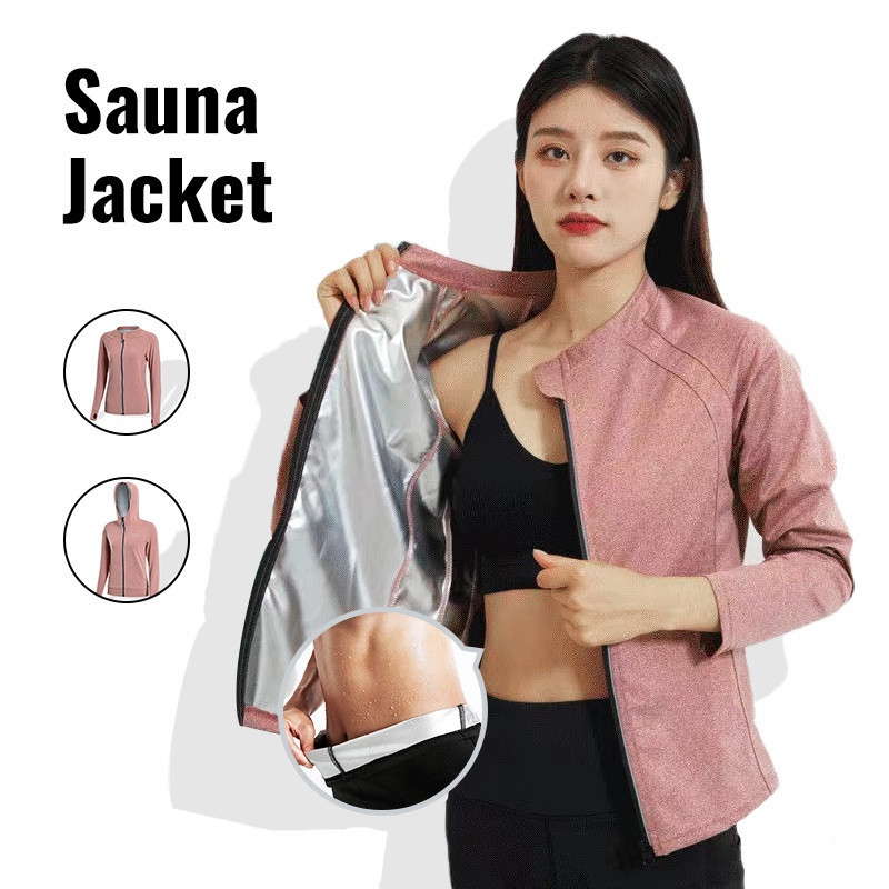 Le Runner ชุดซาวน่าชุดเหงื่อสําหรับผู้หญิง Fast Sweating Track Slimming Coat ซิปวิ่งออกกําลังกาย Gym Anti-Rip ชุดเผาผลาญไขมัน