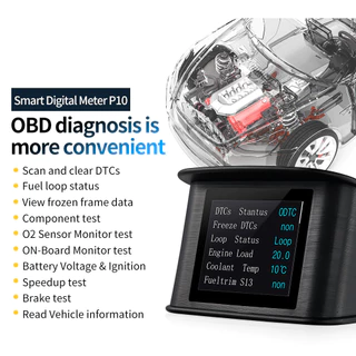 [เฉพาะรถยนต์หลังปี 2012] เครื่องสแกนเนอร์ P10 HUD Head Up Display Smart Digital Speedometer หน้าจอ LCD OBD 2