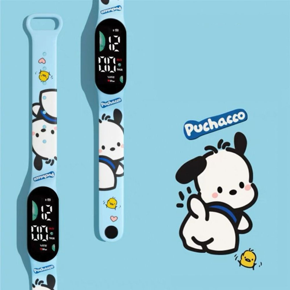 Wttle LED นาฬิกาดิจิตอล,การ์ตูน Sanrio เด็กกีฬานาฬิกา,กลางแจ้ง Kuromi Cinnamoroll กันน้ํา Pochacco นาฬิกาข้อมืออิเล็กทรอนิกส์เด็กชายหญิงของขวัญ