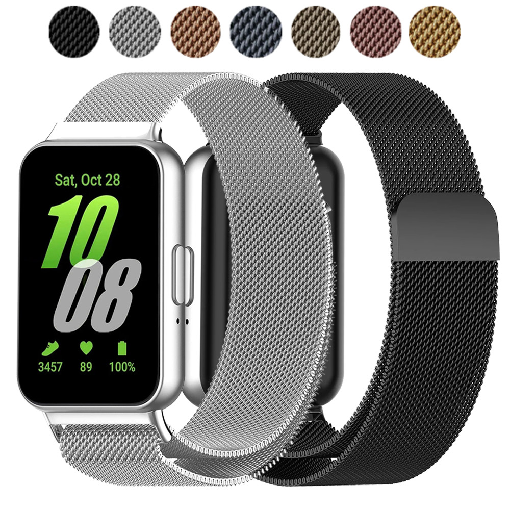 สายโลหะสําหรับ Samsung Galaxy Fit 3 สแตนเลสเข ็ มขัดแม ่ เหล ็ กสมาร ์ ทนาฬิกาสายรัดข ้ อมือสายนาฬิกาสร ้ อยข ้ อมืออุปกรณ ์ เสริมสําหรับ Samsung Fit 3