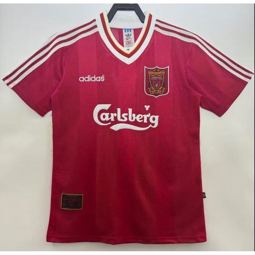 1995-96 Liverpool Home Game เสื ้ อฟุตบอลคุณภาพสูงผู ้ ชายเสื ้ อแขนสั ้ น