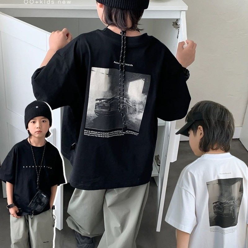 [Boy Top] (16-37กก.) Cool Boy Cotton Tเสื้อแขนสั้นTshirtพิมพ์แฟชั่นสไตล์เกาหลีสวมใส่