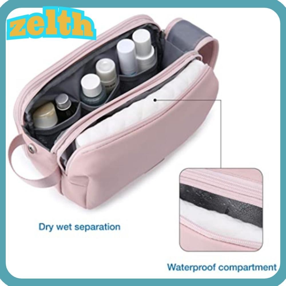 Zelth กระเป๋าเดินทาง, เครื่องสําอางกันน้ําความจุขนาดใหญ่ Necessaire ,น้ําหนักเบาแห้งเปียกแยกผู้หญิงความงามล้างกระเป๋า