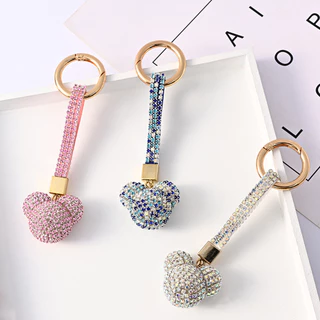 Cross-border ขายร ้ อน Mickey Head เพชรพวงกุญแจรถ High-End Creative พวงกุญแจจี ้