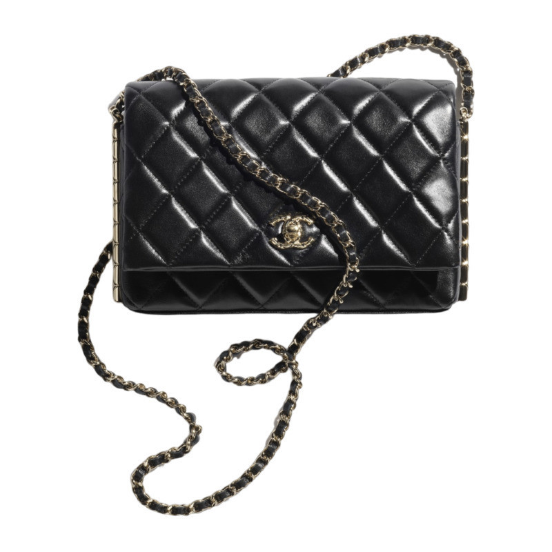 Chanel/Chanel Women's Bag 2024 New Clutch con catena Black Classic Lambskin One Shoulder Crossbody