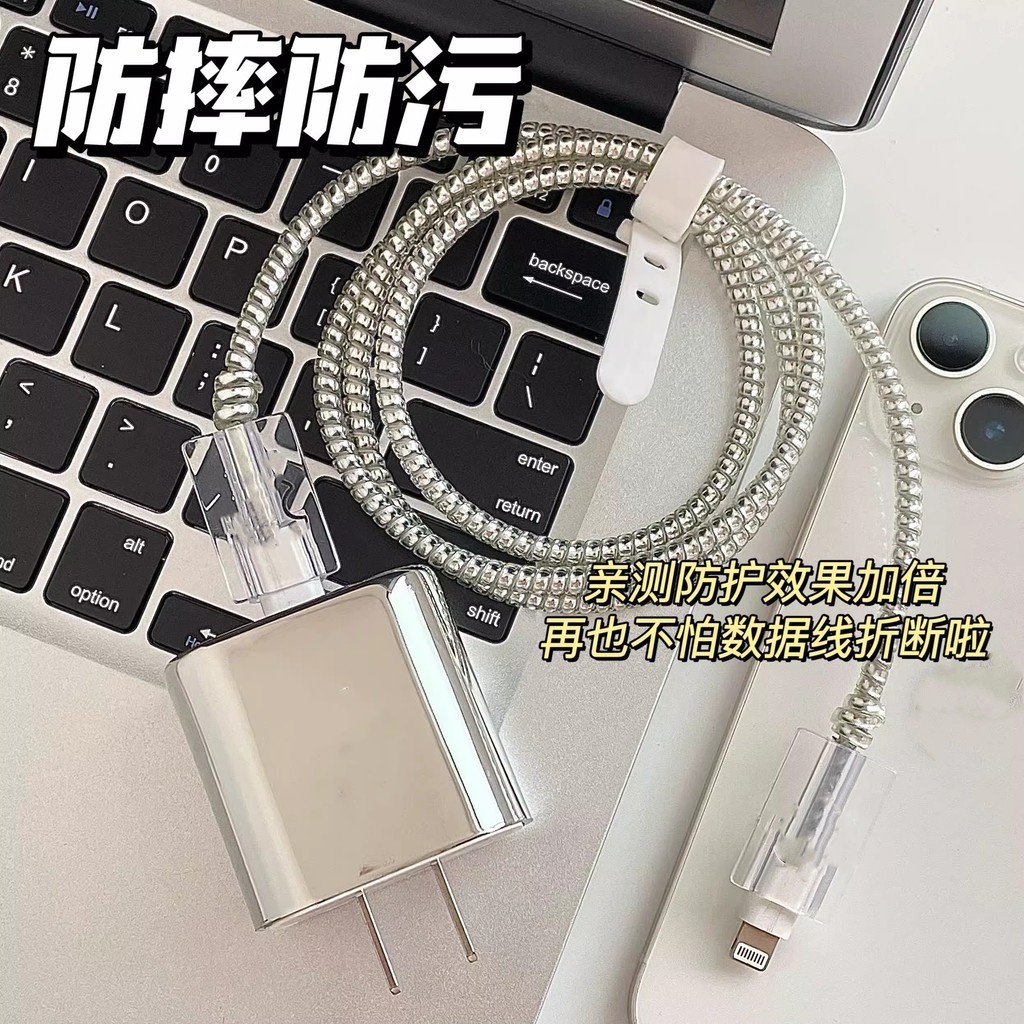 1 ชุด เคสชาร์จ สําหรับ for  Apple 16 for  IPhone 18W 20W โปร่งใส สายข้อมูล ที่ม้วนสายเคเบิล ตัวป้องกันพอร์ตชาร์จ ป้องกันแตกหัก