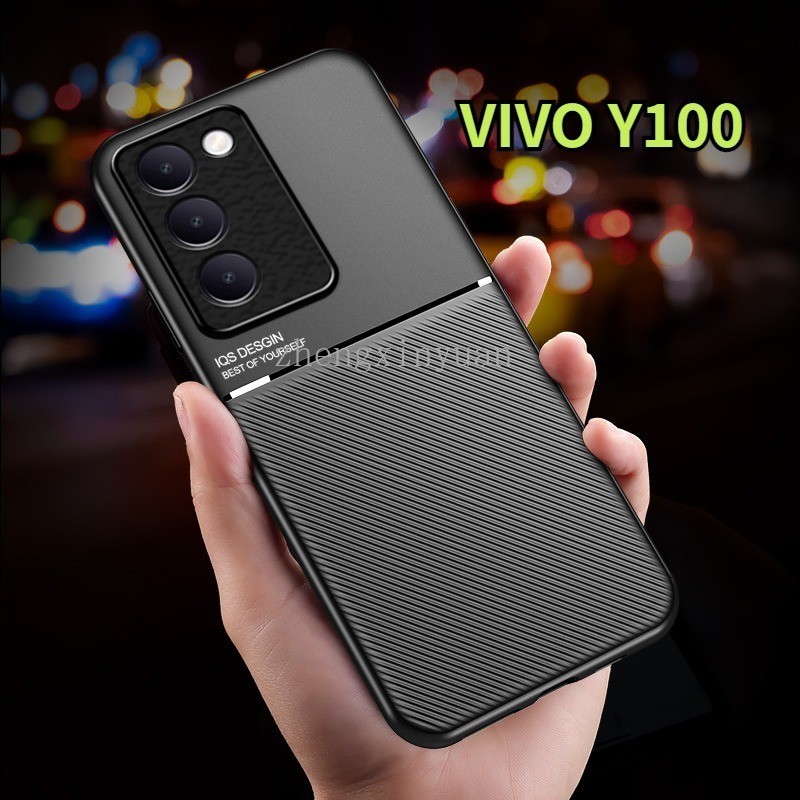 สําหรับ Vivo Y100 5G 2024 กรณีหนังแม ่ เหล ็ กขาตั ้ งโทรศัพท ์ สําหรับ VivoY100 Y 100 ซิลิโคนกันกระแทกปกหลัง