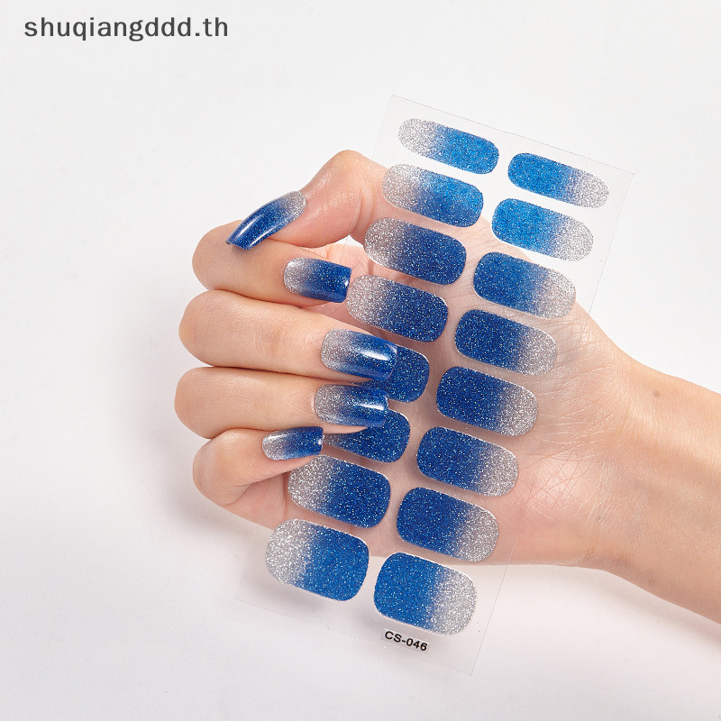&lt; Sqth &gt; Semi Cured Wraps Fast Gel Nail Sticker Solid Nail Gel Wraps Adhesive Full Cover Gel Nail Decal UV Lamp Cured แต ่ งเล ็ บตกแต ่ ง