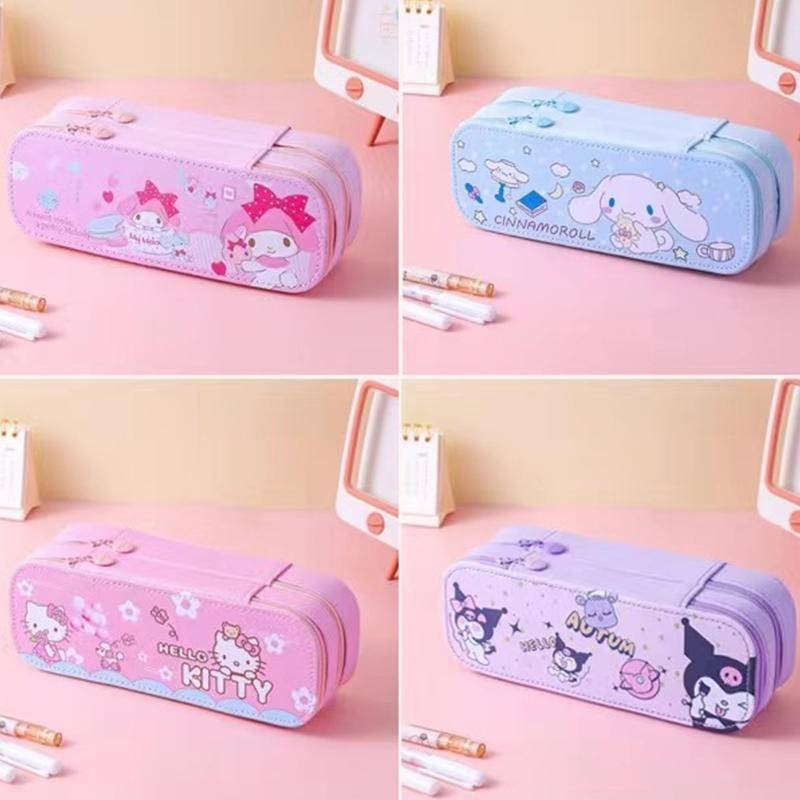 SANRIO 2024 น่ารัก ซานริโอ ปู่ ความจุขนาดใหญ่กรณีดินสอ น่ารัก มายเมโลดี้ คุโรมิ ซินนามอนโรล โรงเรียนดินสอกระเป๋ากระเป๋าปากกากรณีอุปกรณ์เครื่องเขียนวันเด็กของเ