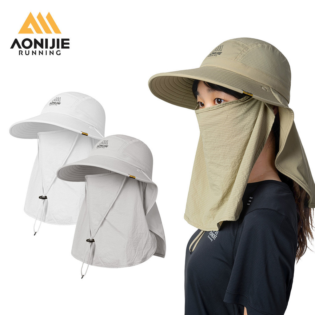 AONIJIE E4627 หมวกปีกกว้างสำหรับกลางแจ้งที่คลุมศีรษะ ป้องกันแสง UV หมวกเดินป่า หมวกชาวประมงแบบถอดได้