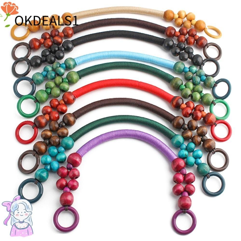 Dealshop สายเชือกไนล่อน ประดับลูกปัดไม้ แบบเปลี่ยน สําหรับกระเป๋าถือ กระเป๋าสะพายไหล่ DIY