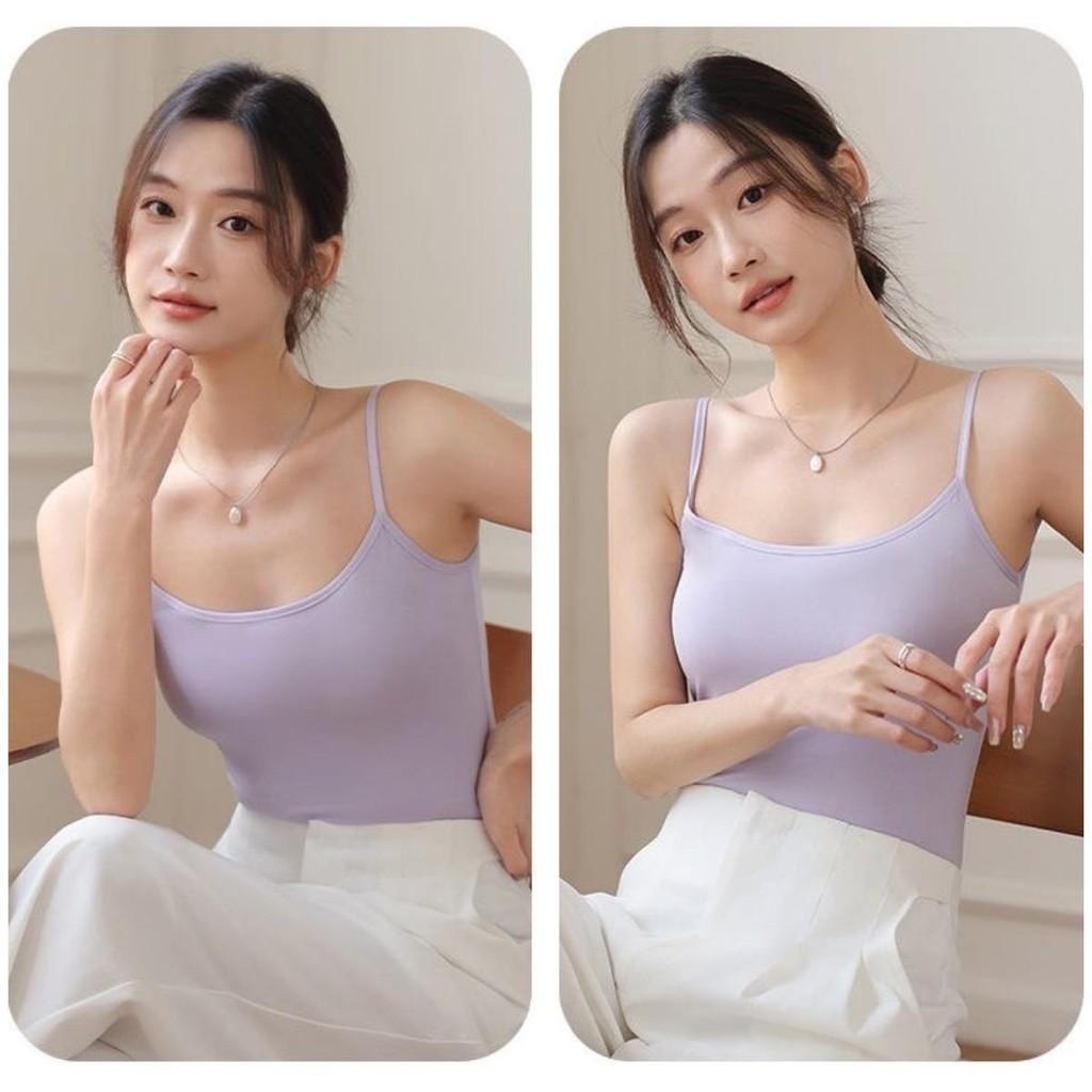เสื้อสายเดี่ยว ผู้หญิง เสื้อกล้าม เสื้อซับใน สีพื้น สวมใส่สบาย ฟรีไซส์