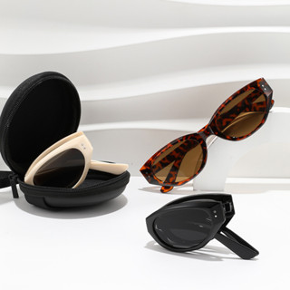 แว ่ นกันแดดตาแมวแบบพับได ้ กรอบเล ็ กใหม ่ พร ้ อมแว ่ นตาก…