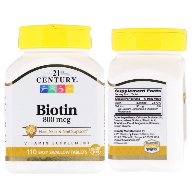21st Century Biotin 800mcg./ 5,000mcg. / 10000mcg. ไบโอติน วิตามินบี7