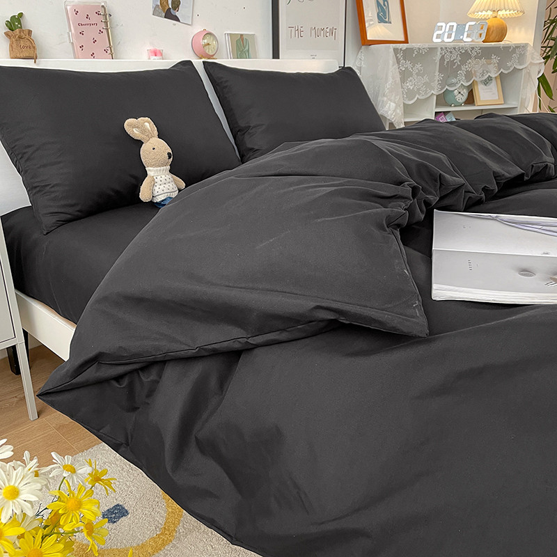 1 PC Pure Black Quilt Cover Simple Style Brushed Quilt Case Single Double Queen King Size ผ้าห่ม Cover