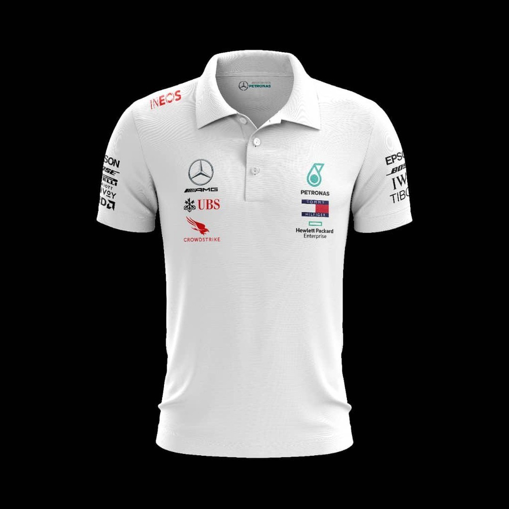 ⭐️⭐️⭐️⭐️⭐️POLO LOGOMIX เสื้อโปโลผู้ชายสีดําลําลอง F1 2020 Petrona AMG Mercedes Mens motorsport LOGO 