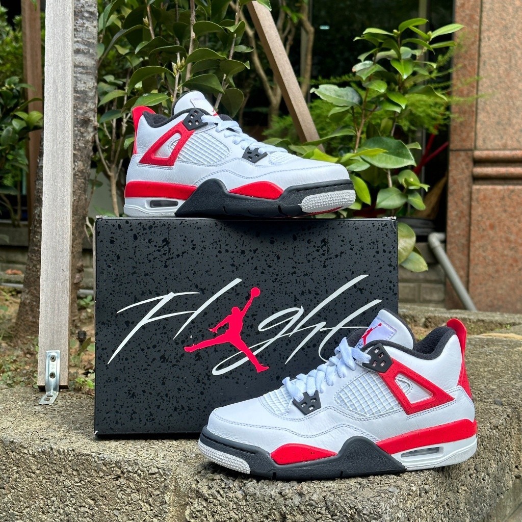 NK Air A/J 4 Retro Red White Jordan AJ4 รองเท้าคลาสสิก 408452-161