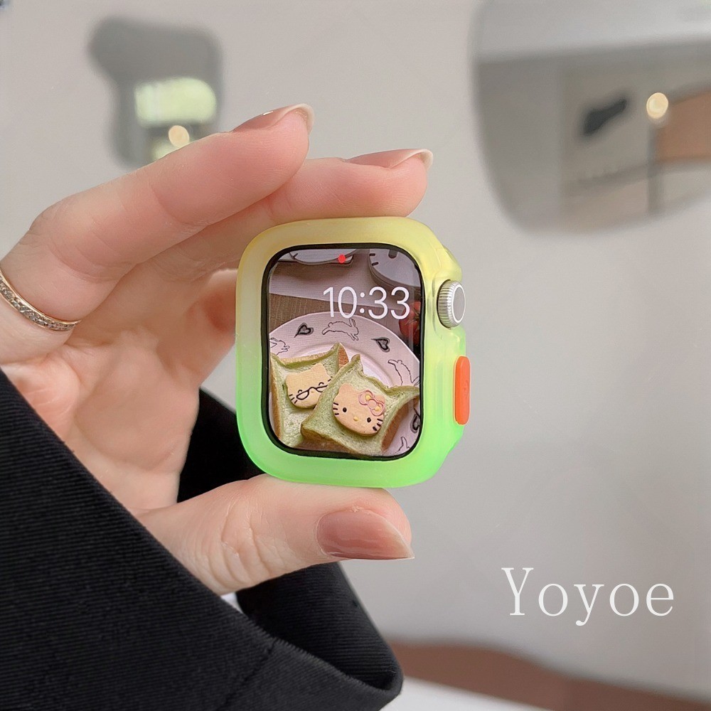 Frosted Gradient สําหรับ Apple Watch Series 9 8 45 มม./44 มม.41 มม./40 มม.Anti Drop เปลือกป้องกัน Candy สี TPU กันชนสําหรับ iwatch 7 SE 6 5 4 3 2
