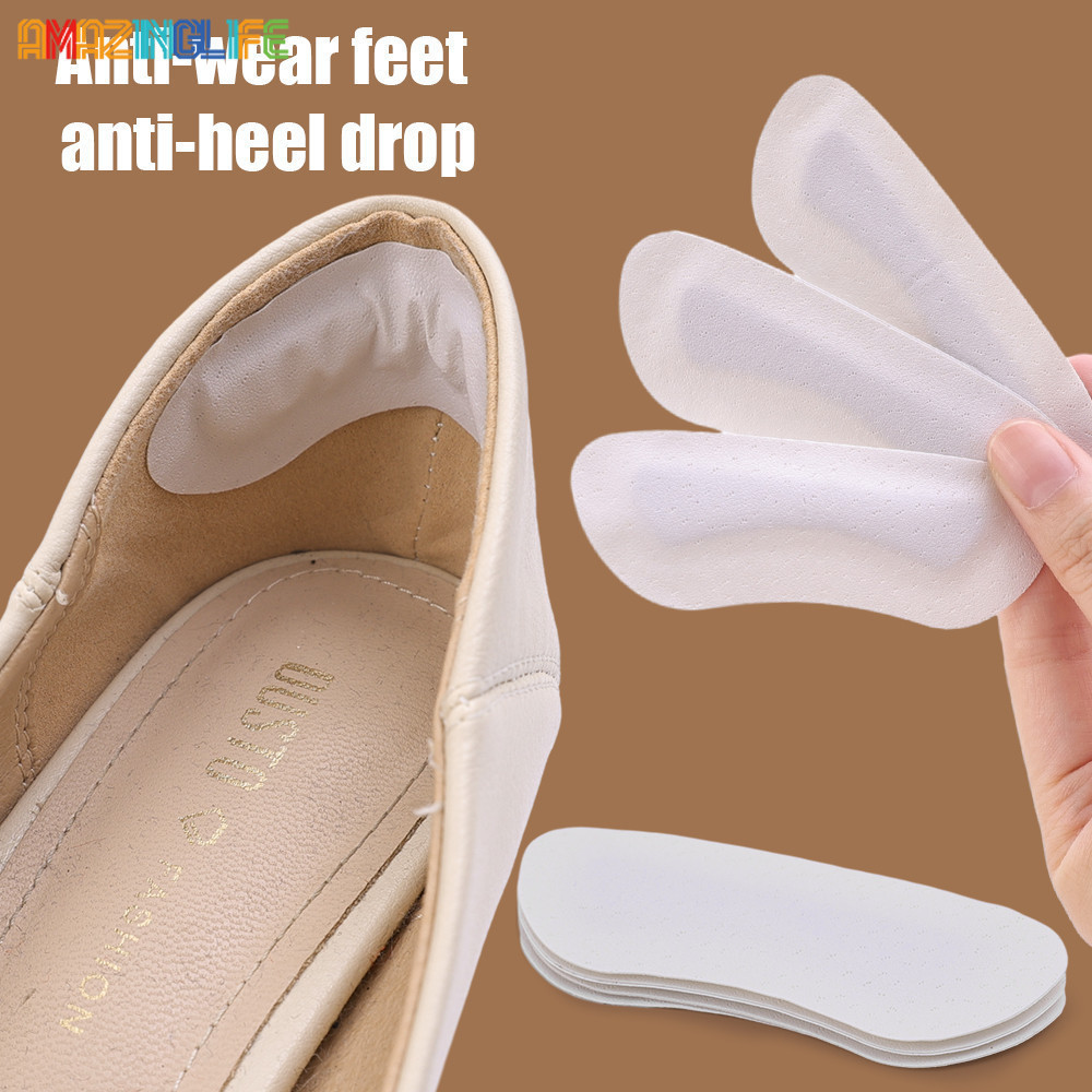 1/5pair Leather Heel Insoles Patch - Feet Care Pain Relief Anti-wear Cushion Pads - Heel Protector Adhesive Back Sticker