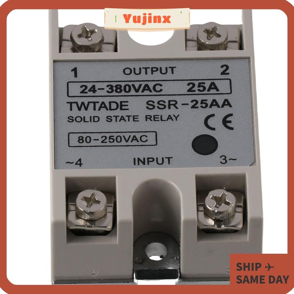 Yujinx Single-Phase, 10A SSR-25 DA Solid State Relay, Relay 24-380V AC 3-32V DC DC ควบคุม AC รีเลย ์