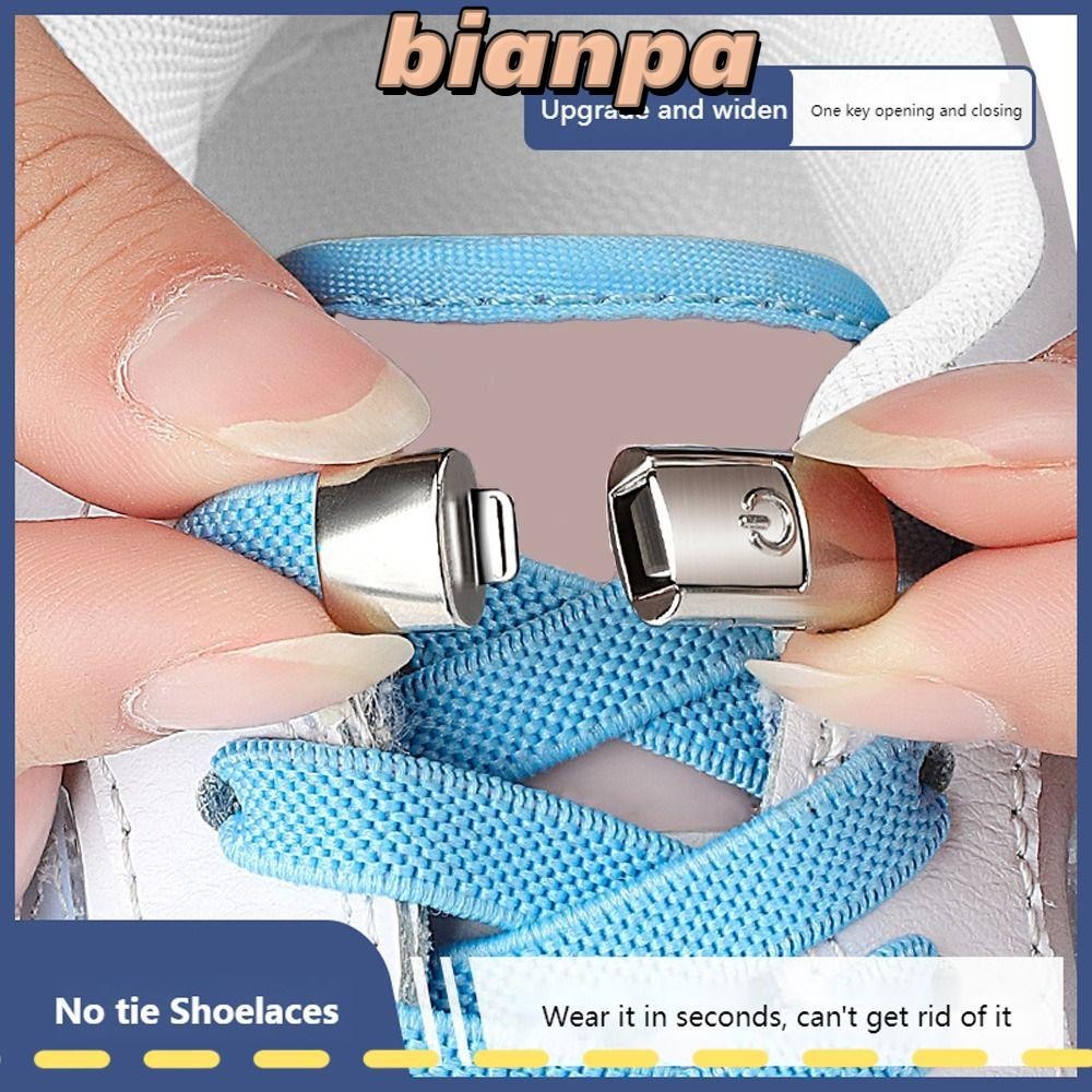 Bianpa No Tie Shoe laces Elastic Quick Release เด ็ กผู ้ ใหญ ่ รองเท ้ าผ ้ าใบแบน