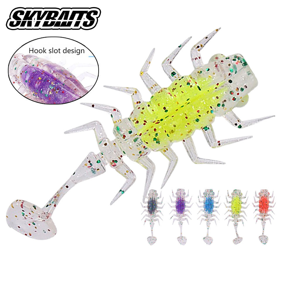 [SKYBAITS] 5 ชิ้น/ล็อต 5 ซม. 1.8g โพลีเหยียบลอย Biomimetic T-tail แซนวิชเหยื่ออ่อนพร้อมเลเซอร์