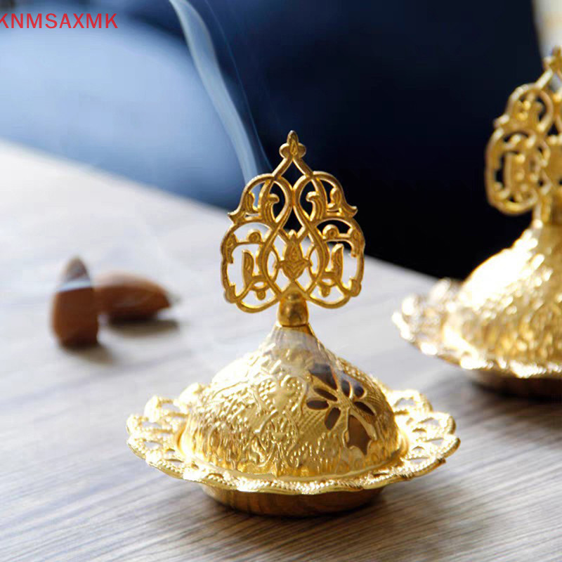 Zhechuibbb.th ธูป Burner Hollow Golden Tower Oil Burner สไตล ์ อาหรับ Censer ผู ้ ถือสําหรับบ ้ านราคาไม ่ แพง