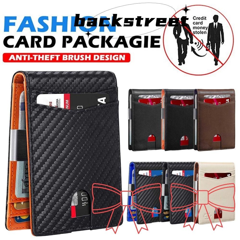 Backstreet Mens Slim Wallet Minimalist ID Credit Card Holder Front Pocket RFID Blocking Leather Wallet