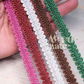 ดิ้นตะขาบ สีพื้น No.005 ดิ้นถัก กว้าง 1.2 ซม. (แพ็ค 14 หลา) ดิ้น ลูกไม้ ตกแต่งงานบายศรี งานพวงมาลัยประดิษฐ์ พานพุ่มบู...