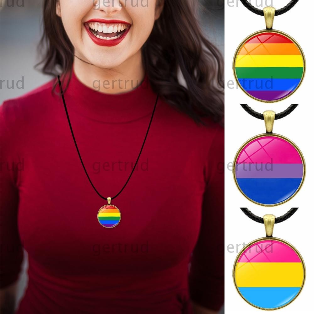 GRERTUD สร้อยคอสายรุ้งจี้แฟชั่นเกย์และเลสเบี้ยน LGBT