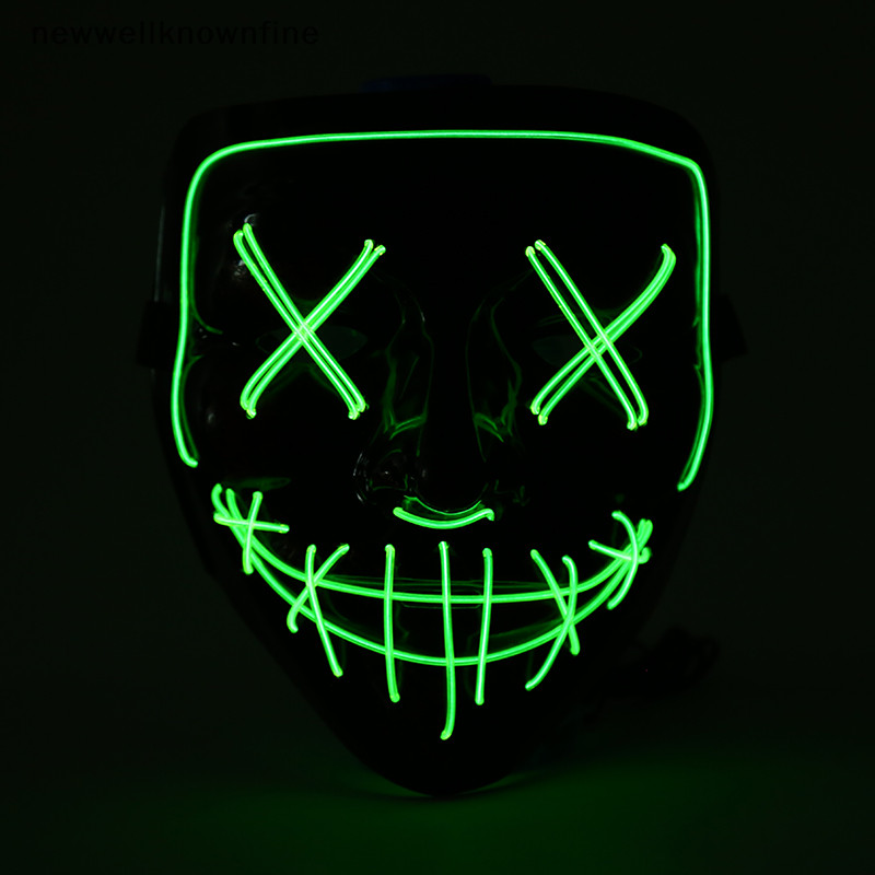 Newwellknownfine LED Glow Mask EL Wire Light Up The Purge ภาพยนตร ์ เครื ่ องแต ่ งกาย Light Party COD