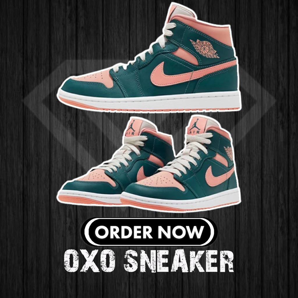 Pure NK Casual Shoes Wmns Air A/J 1 Mid Green Pink Womens Shoes AJ1 BQ6472-308