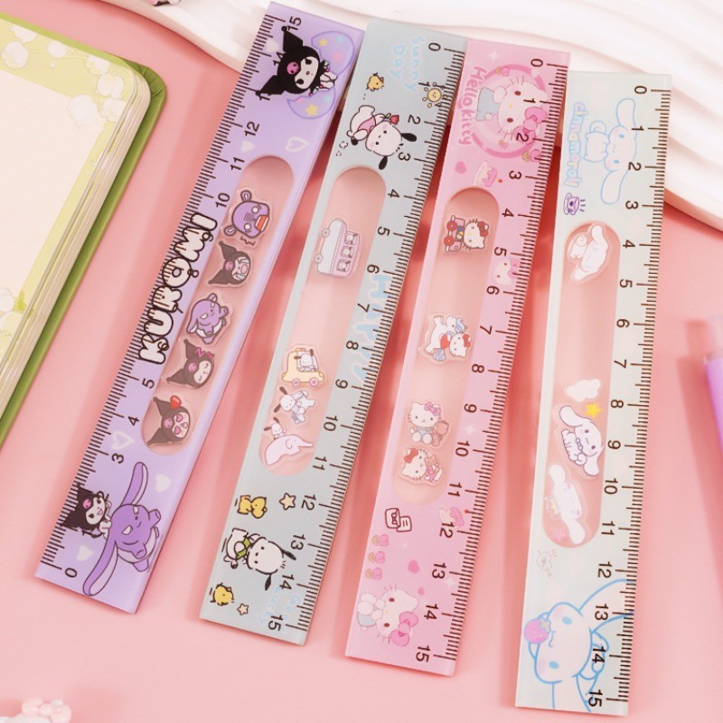 SANRIO น่ารัก ซานริโอ ไม้บรรทัดการ์ตูน คาปิบาระ ไม้บรรทัดน่ารักห่วงไม้บรรทัดกับย้ายสติกเกอร์น่ารัก บีเวอร์ ไม้บรรทัดเครื่องเขียนเพื่อนของขวัญอุปก