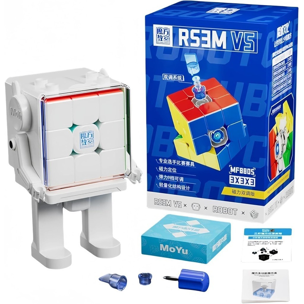 Moyu RS3M V5 3x3x3 Speed Cube, Magnetic Magic Cube มืออาชีพไร้สติกเกอร์, 3D ปริศนา Magic ของเล่นสําหรับเด็กและผู้ใหญ่ (หุ่นยนต์คู่แม่เหล็ก)