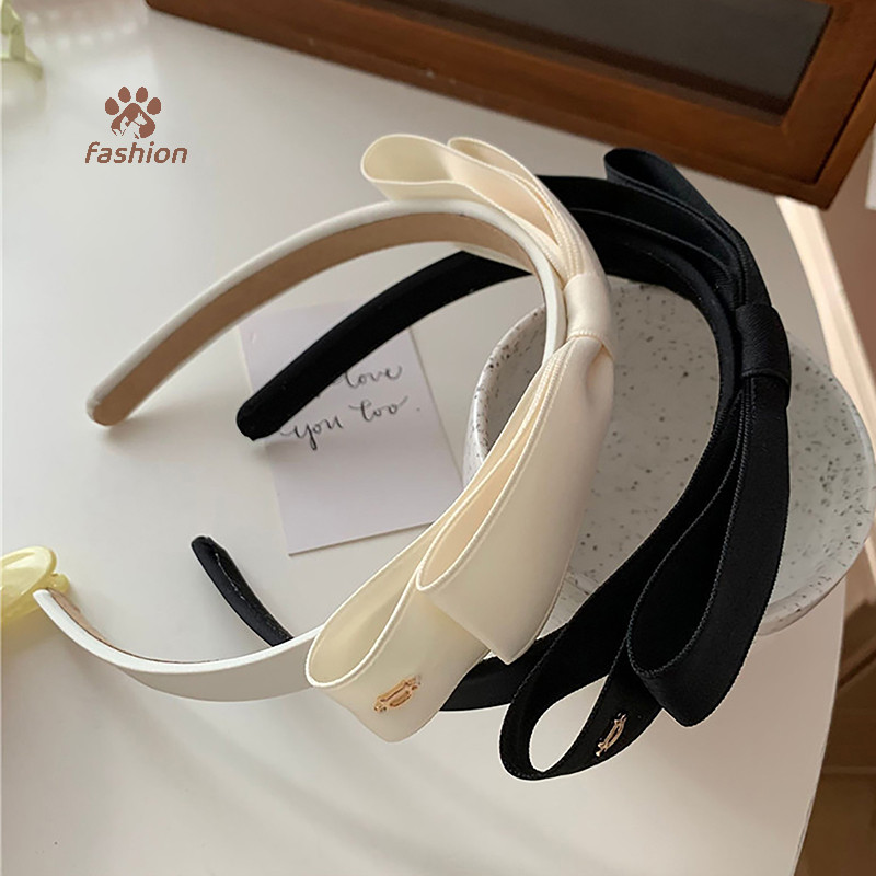 [แฟชั่น] French Vintage Bowknot Hair Band สีทึบโบว์ Hairband สําหรับสาว Minimalist แฟชั่น Hoop เครื่องประดับผม {TH}