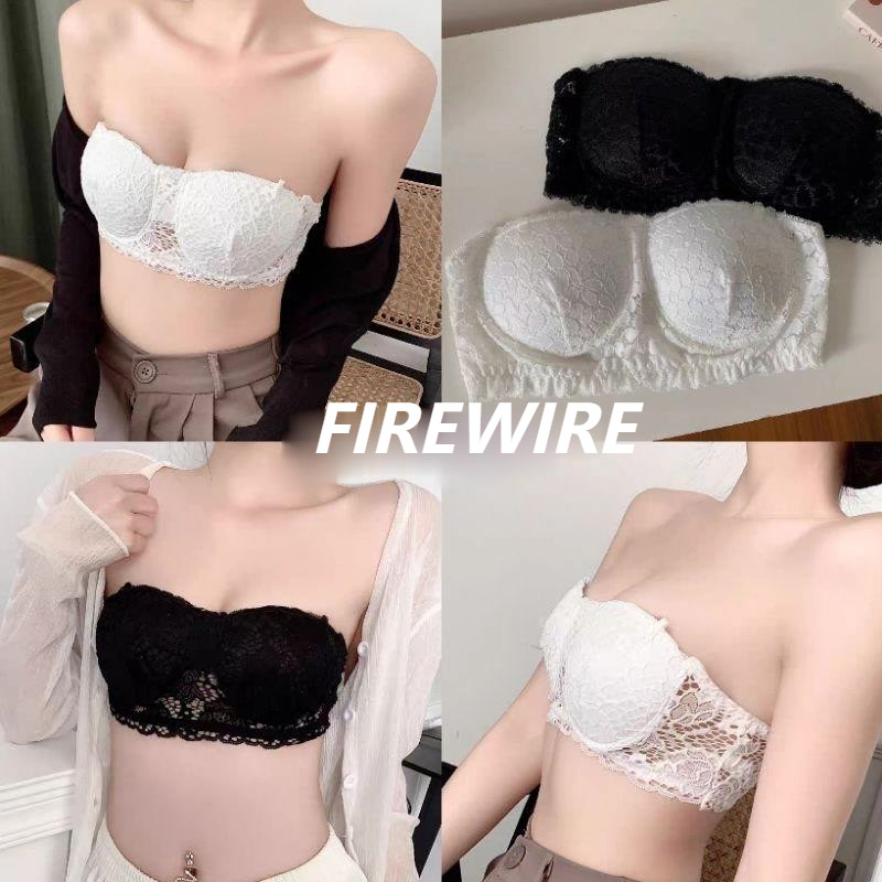 Firewire🔥พร้อมส่ง🔥บราไร้โครงไร้สาย ลายลูกไม้ หัวเข็มขัดสามชั้น ลายลูกไม้ tank top bra(FY3012) -H