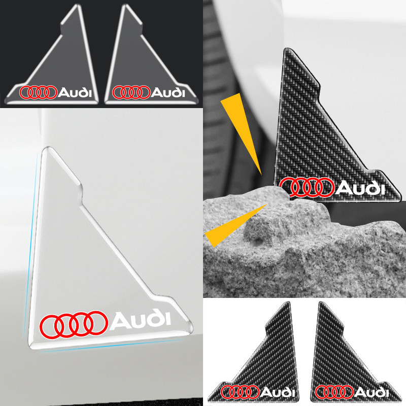 2/4 ชิ้น Audi คาร์บอนไฟเบอร์เนื้อ/โปร่งใสรถมุมสติกเกอร์ป้องกัน Anti Collision Anti Scratch สําหรับ Audi A3 8l A1 Q5 TT mk2 A5 A4 B7 B8 B5 A6 C7 C6 Q7 Q3 E2tro Q2