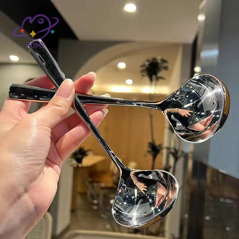 [mayhome] ช้อนสแตนเลส Thicken ช้อนซุปด้ามยาวสําหรับตักหม้อร้อน Home Kitchen Tableware อุปกรณ์ทําอาหาร {TH}