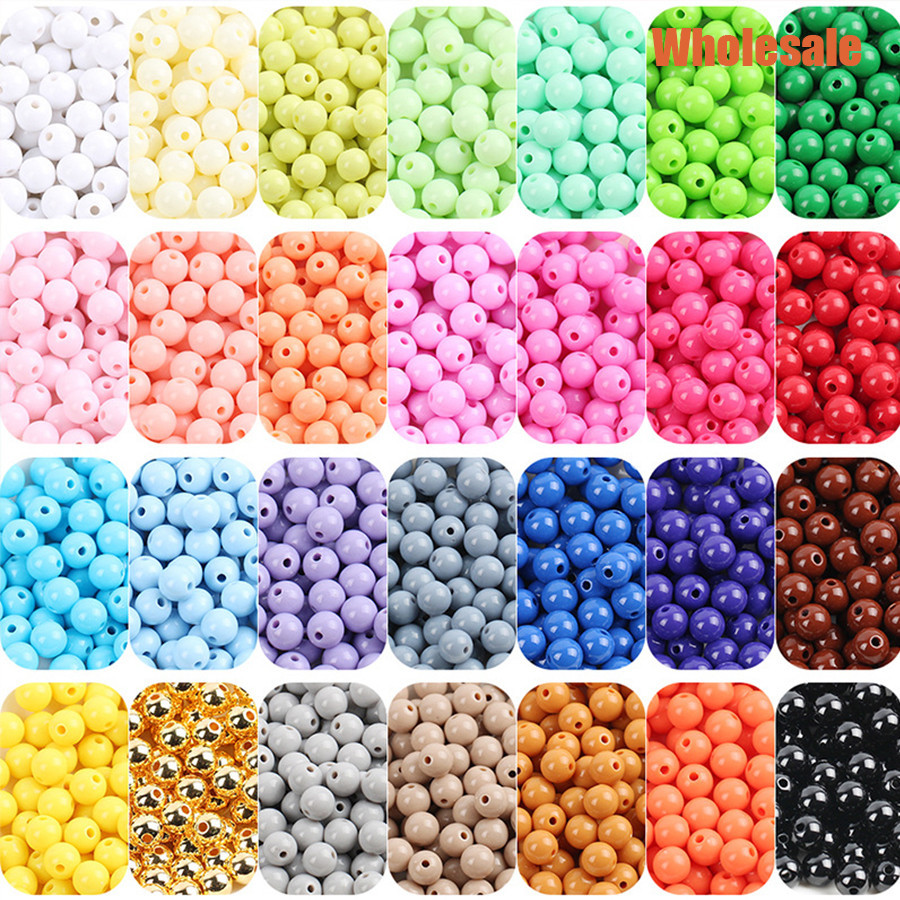 50pcs 6 มม.รอบหลวมลูกปัดอะคริลิคลูกปัด DIY ผลการค ้ นหาเครื ่ องประดับสร ้ อยคอสร ้ อยข ้ อมือ