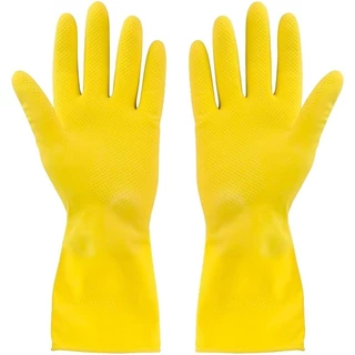 NC Hardware ถุงมือยางสีเหลือง latex ถุงมือล้างจาน/ทำความสะอาดอเนกประสงค์ป้องกันสารเคมี (1คู่/แพ็ค)กันน้ำyellow S/M/L