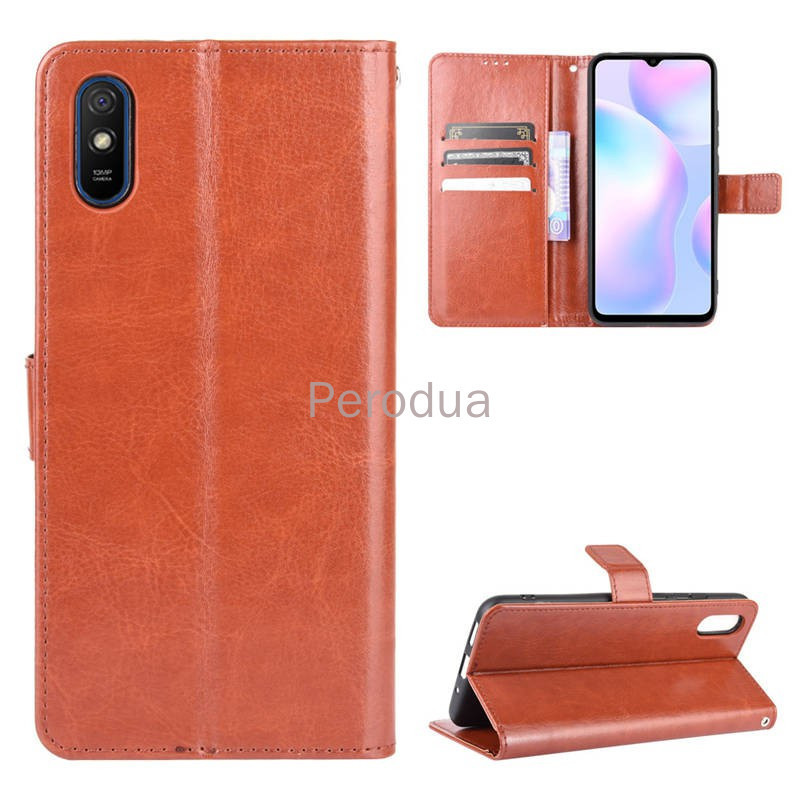 สําหรับ Redmi 9A กรณีพลิกกระเป ๋ าสตางค ์ หนัง PU ปกหลัง Xiaomi Redmi 9A 9 A Redmi9A เคสโทรศัพท ์