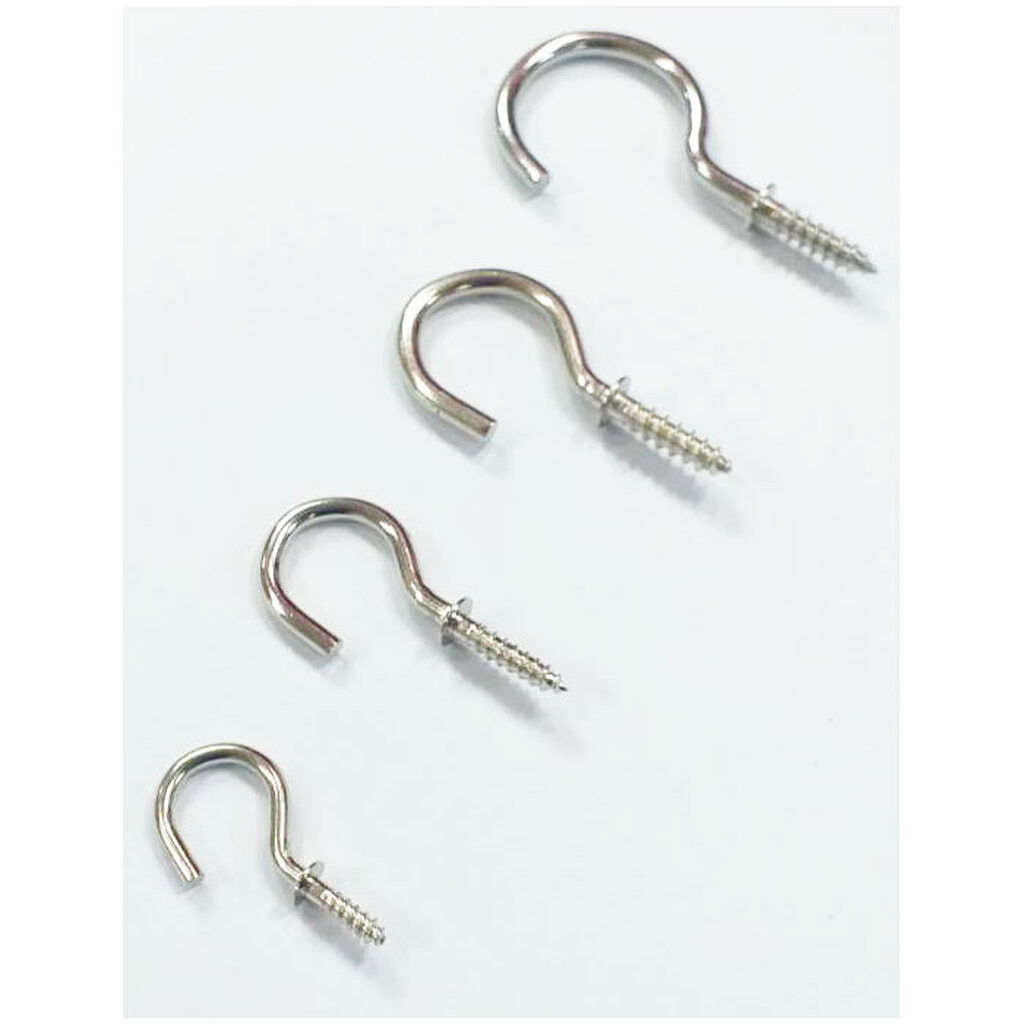 ตะขอเกลียวปล่อย ตะขอตัวซี ชุบขาว ยกกล่อง 144 ชิ้นต่อกล่อง