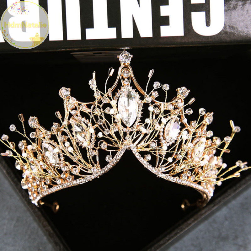 Hdmnatalie Baroque Crown สาวงานแต ่ งงานอุปกรณ ์ เสริมผมอัญมณีเจ ้ าสาว Tiara เจ ้ าสาว Hairwear TH