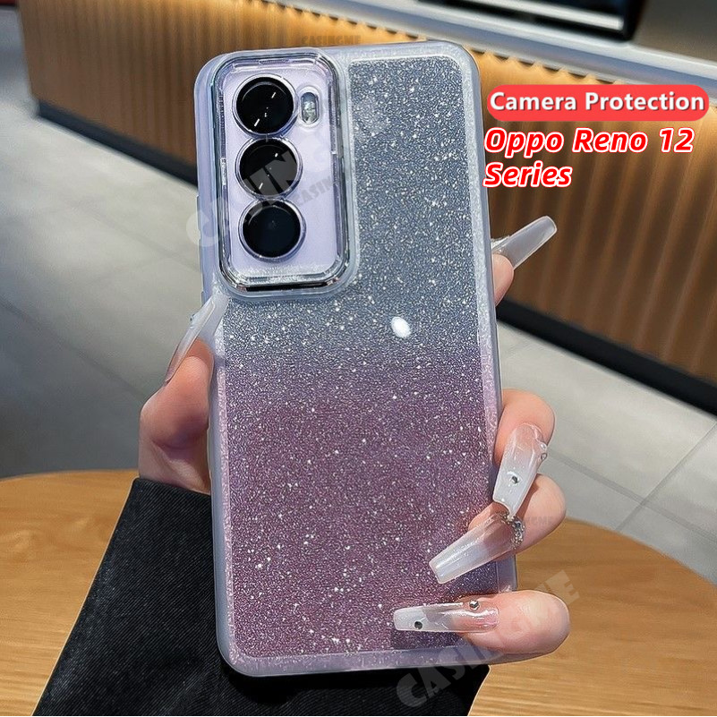 Oppo Reno12 12Pro 5G 2024 Bling Glitterปลอกซิลิโคนอ่อนนุ่มโปร่งใสเคสโทรศัพท์สําหรับOppo Reno 12 Reno12 OppoReno12 Pro 12Pro 5G 4Gกล้องเลนส์ป้องกันกันกระแทกปกหลัง